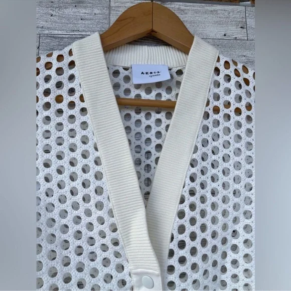 Akris Punto V-Neck Press-Button eyelet Bomber Jacket lace designer white - Picture 9 of 17